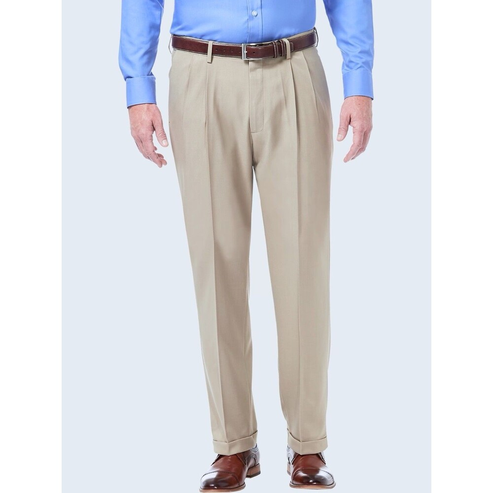 NWT Saddlebred Elastic Comfort Waist Pleated Cuffed Khaki Pants Men Size 40x32